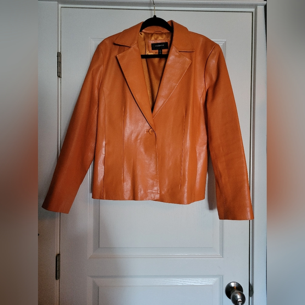 Kenneth Cole Orange Leather Blazer